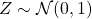 Z\sim \mathcal{N}(0,1)