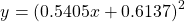 \[y = (0.5405x+0.6137)^2\]