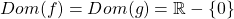 Dom(f)=Dom(g)=\mathbb{R}-\left\lbrace 0 \right\rbrace