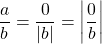 \begin{equation*} \frac{a}{b}=\frac{0}{|b|}=\left| \frac{0}{b} \right| \end{equation*}