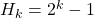 H_{k}=2^{k}-1