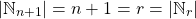 \[ \left\vert\mathbb{N}_{n+1}\right\vert = n+1 = r = \left\vert\mathbb{N}_r\right\vert\]