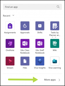 List of applications available in MS Teams