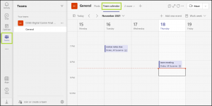 The calendar within Teams may be accessed and shared by all team members