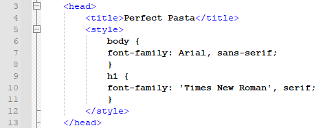 Image of CSS code for fallback fonts