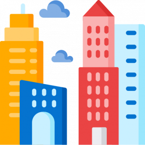 city scape colorful
