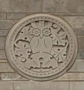 A carving of an owl.