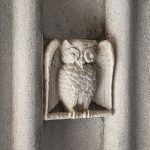 Stone carving of an owl.