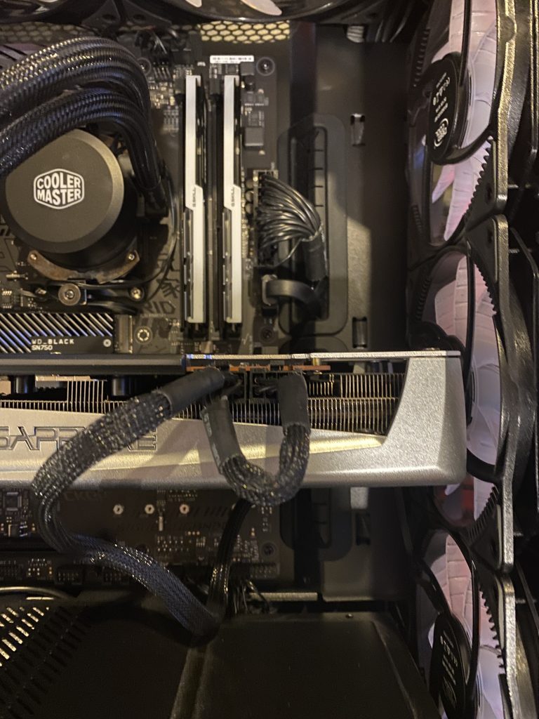 Image of a GPU in a small PC case