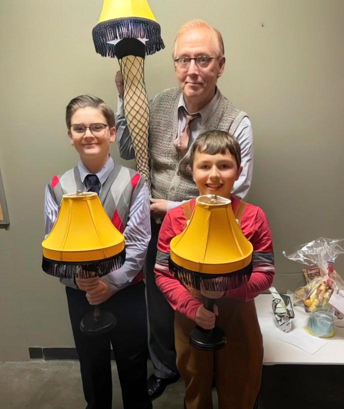 Photo of Dean Jim Hesselman, Lincoln Fogarty, and Alton Niemeier in "A Christmas Story: The Musical"