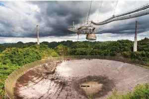 The Arecebo space telescope in the forest of Puerto Rico