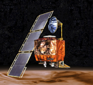 Artist's conception of the Mars Climate Orbiter andits asymmetrical solar array