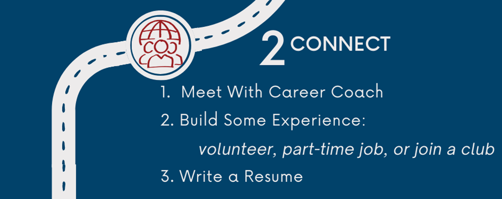 Three key career takeaways to do your second year in college. 1) Meet with career coach 2) Build some experience like volunteering, part-time job or join a club 3) Write a resume