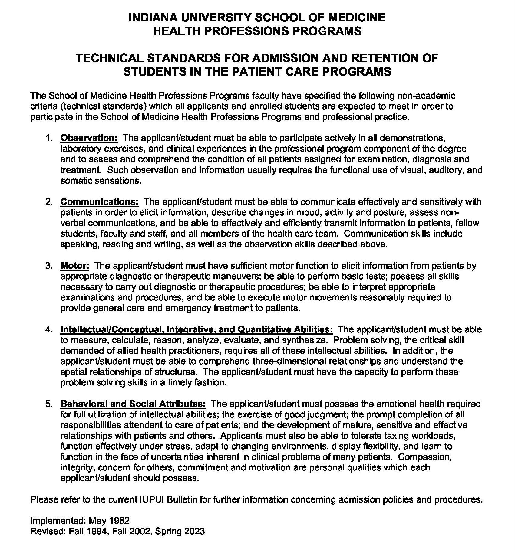 Technical Standards Radiologic and Imaging Sciences Programs