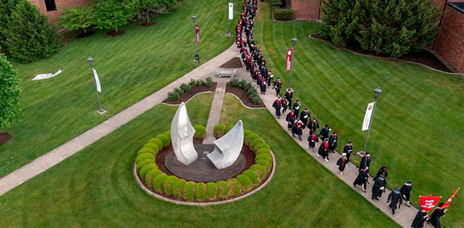 arial view of graduates