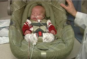 Infant in rear-facing only car seat