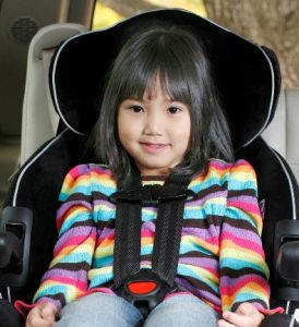 Child sitting in a forward facing car seat