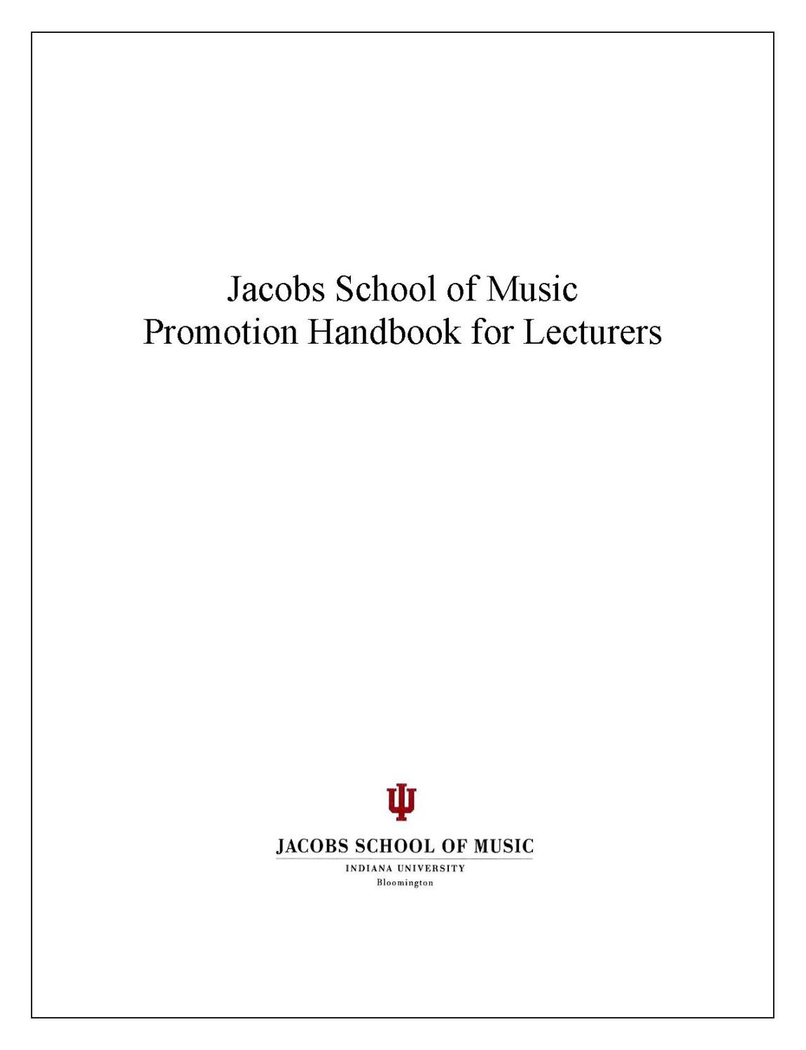 Cover image for Jacobs School of Music Promotion Handbook for Lecturers