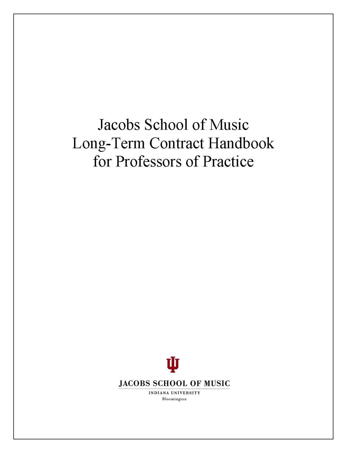 Cover image for Jacobs School of Music Long-Term Contract Handbook for Professors of Practice