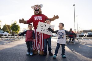 IU fans cheer on the cougars during the homecoming tailgate at Indiana University Kokomo.
