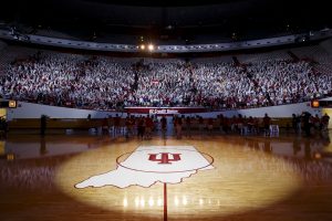 Students assemble for the Traditions and Spirit of IU event at Assembly Hall.