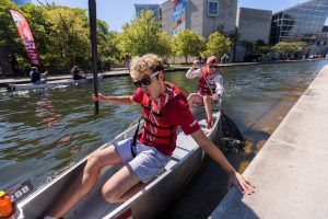 IU Indianapolis students participate in the Regatta along the canal in downtown Indianapolis.