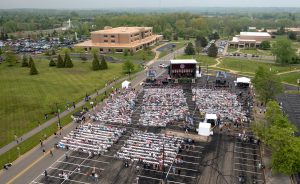 Students, faculty, staff, and community members gathering for the IU East Commencement.