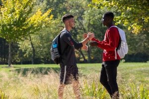 Students on campus at IU East.