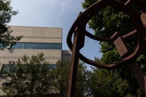 Image of a sculpture on site at IU Northwest.