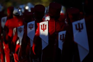 Image of the IU trident from the Indiana University Marching Hundred uniform.