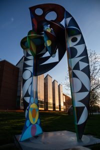 Sculpture on site at the Herron School of Art and Design in IU Indianapolis.