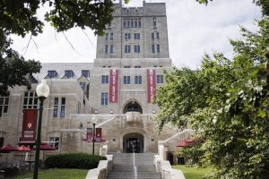 The Indiana Memorial Union is pictured on a summer day.
