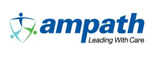 AMPATH logo with Leading with Care tagline