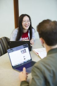 IU Fort Wayne students studying in the Walter E. Helmke Library.