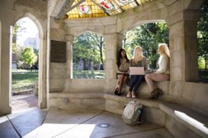 Students studying in the Old Crescent at Indiana University Bloomington.