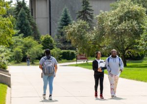 Students walking to class at IU Northwest.