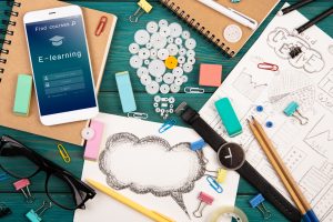 E - learning concept, online education login or registration screen