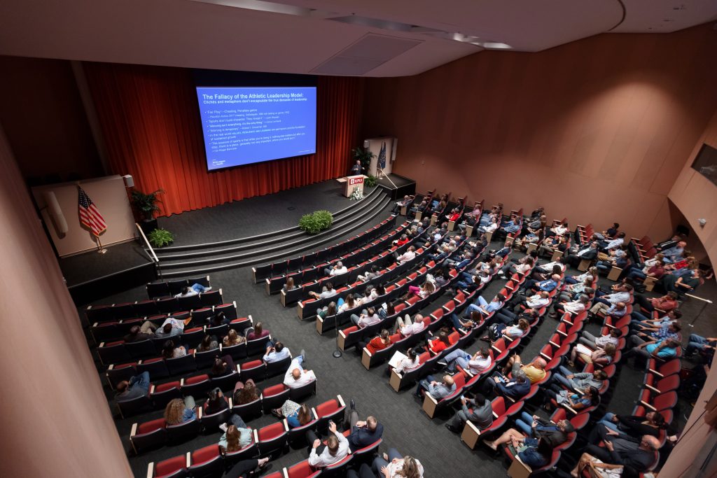 IU School of Medicine hosted its inaugural Stephen Bogdewic Lectureship in Medical Leadership at IUPUI's Hine Hall on Thursday, September 8, 2022. Dr. Robert I. Grossman, dean of NYU Grossman School of Medicine and CEO of NYU Langone Health makes his keynote presentation. (Photo by Liz Kaye/Indiana University)