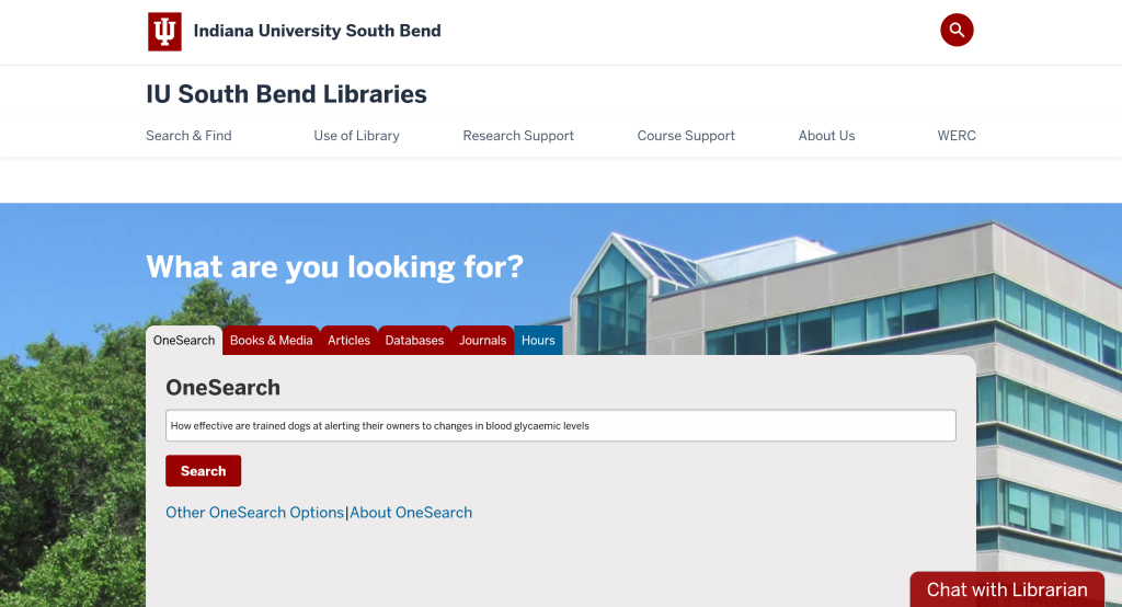 Screenshot of search for a specific title in One Search