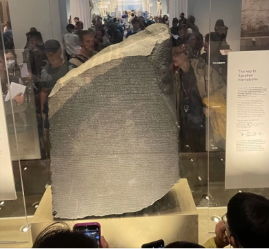 A photo of the Rosetta Stone.