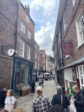 A photo of a medieval style street.