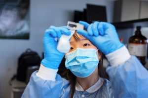 IU Indianapolis student analyzing genetics and forensics data.