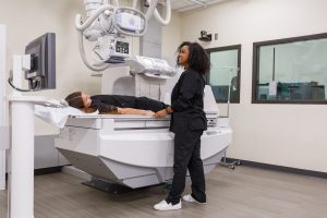 Students practicing taking MRIs at Indiana University Fort Wayne.