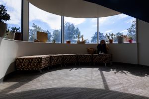 Student admiring the view at IU Kokomo.