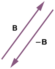 Two vectors are shown. One of the vectors is labeled as vector in north east direction. The other vector is of the same magnitude and is in the opposite direction to that of vector B. This vector is denoted as negative B.