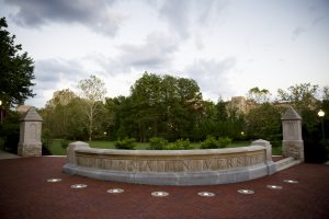Image of a limestone gateway outside of Dunn Meadow.