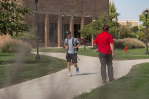 Students walking to class at IU East.