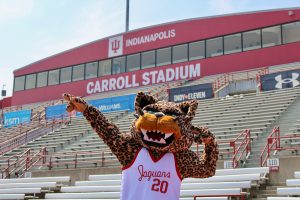 The IU Indianapolis mascot at Carroll Stadium.