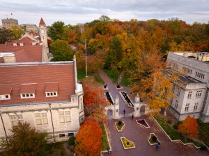 Aerial view of the IU Bloomington campus.