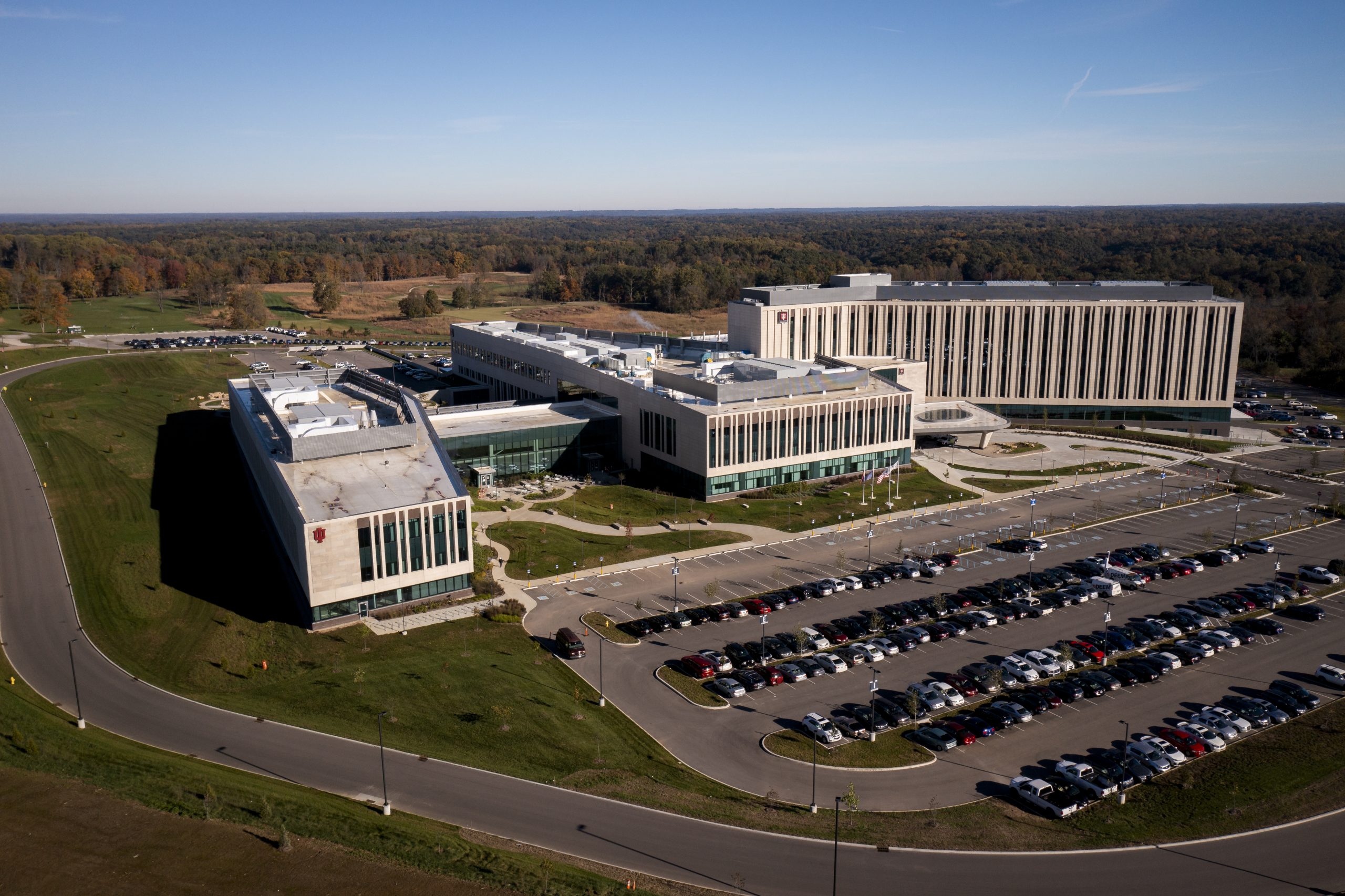 The Indiana University Regional Academic Health Center is pictured from the air at IU Bloomington